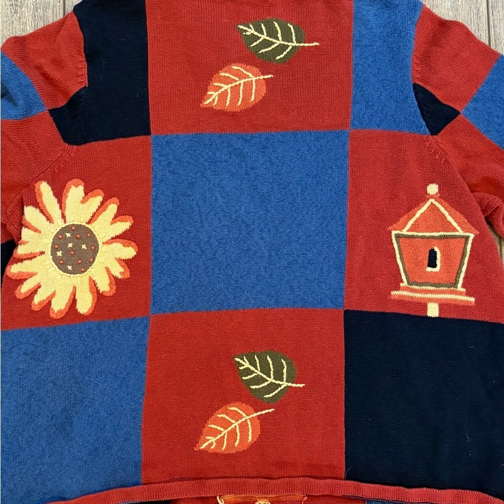 CJ Banks Hand Embroidered Colorblock Plus Size Sweater 2X Cottagecore Knit - Picture 11 of 11
